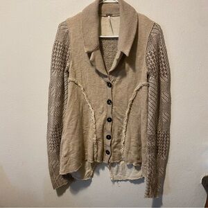 Free People Cream Knit Open-Front Cardigan Womans Size XS